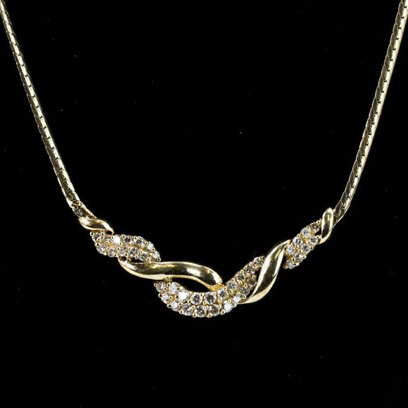 14k Yellow Gold Diamond Twist Necklace - Picture 1 of 4
